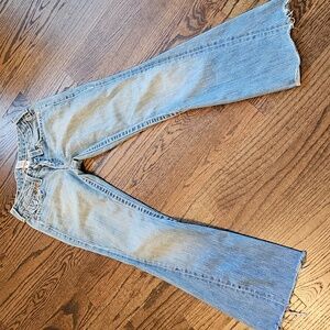 True Religion Light Blue Flare Jeans Low-Rise Flare Made In USA